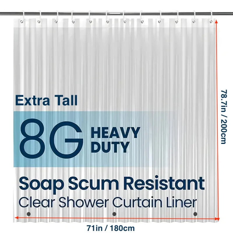 1pc Heavy Duty Clear Shower Curtain Liner with Metal Grommets