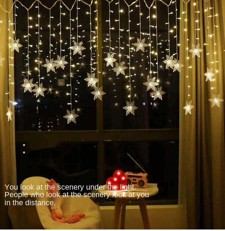 Snowflake LED Curtain Lights 3.2M