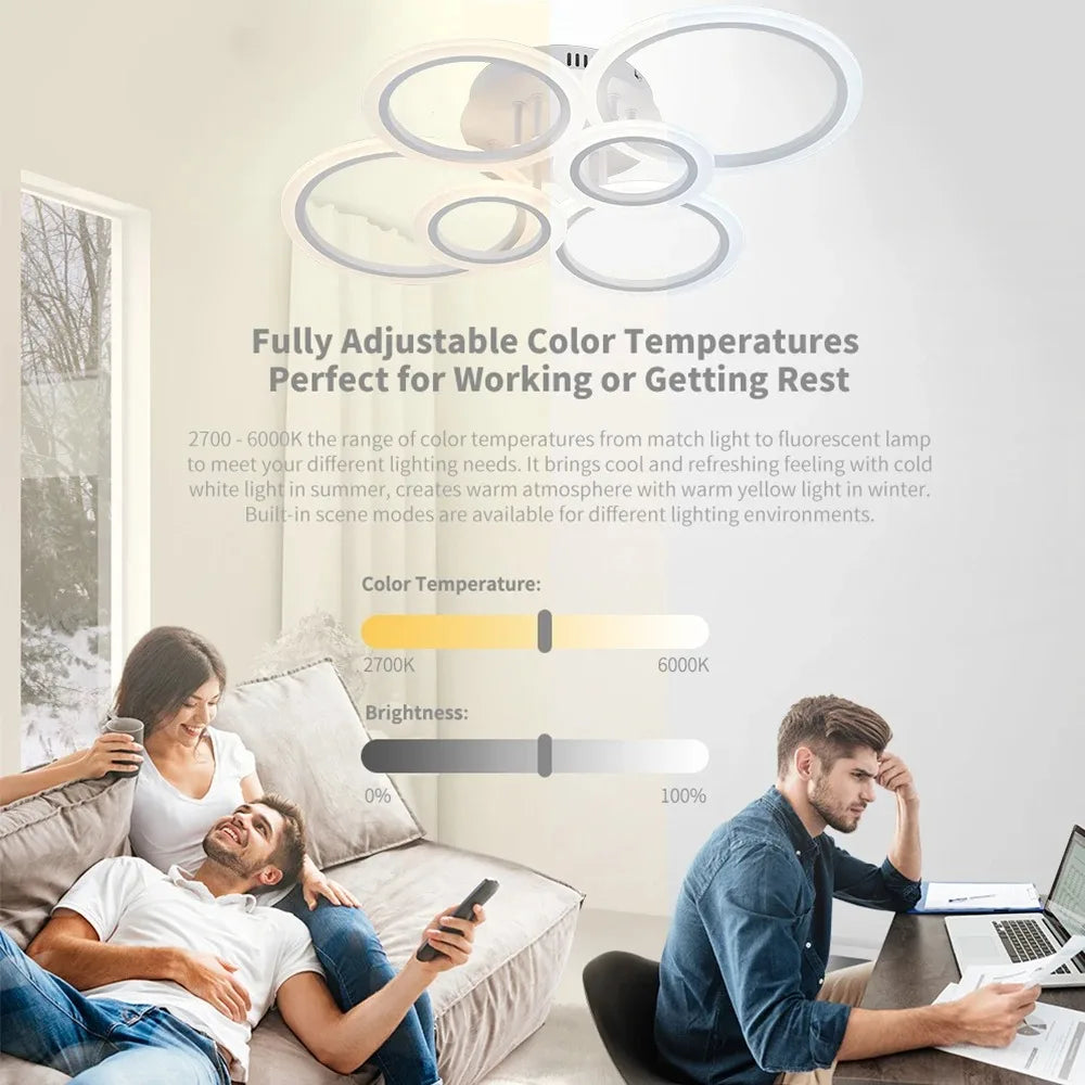 Modern LED Chandelier Home Lighting Ring Ceiling Mount Chandelier