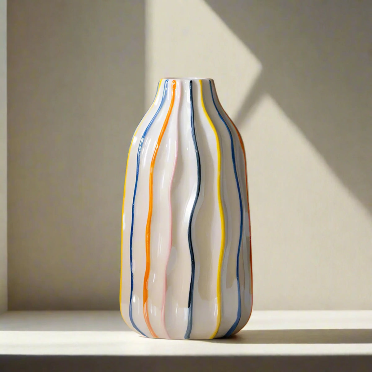 Colorful Striped Ceramic Vase, Small, Medium or Large