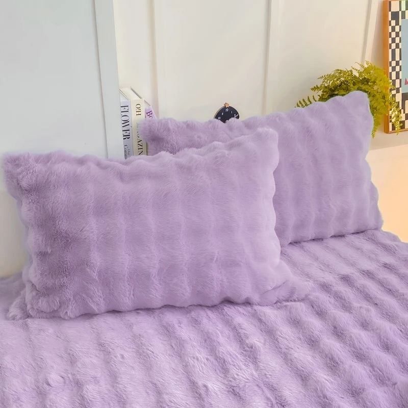2pcs Fluffy Plush Pillowcase 48x74cm Winter Warm Thickness Pillow Sham