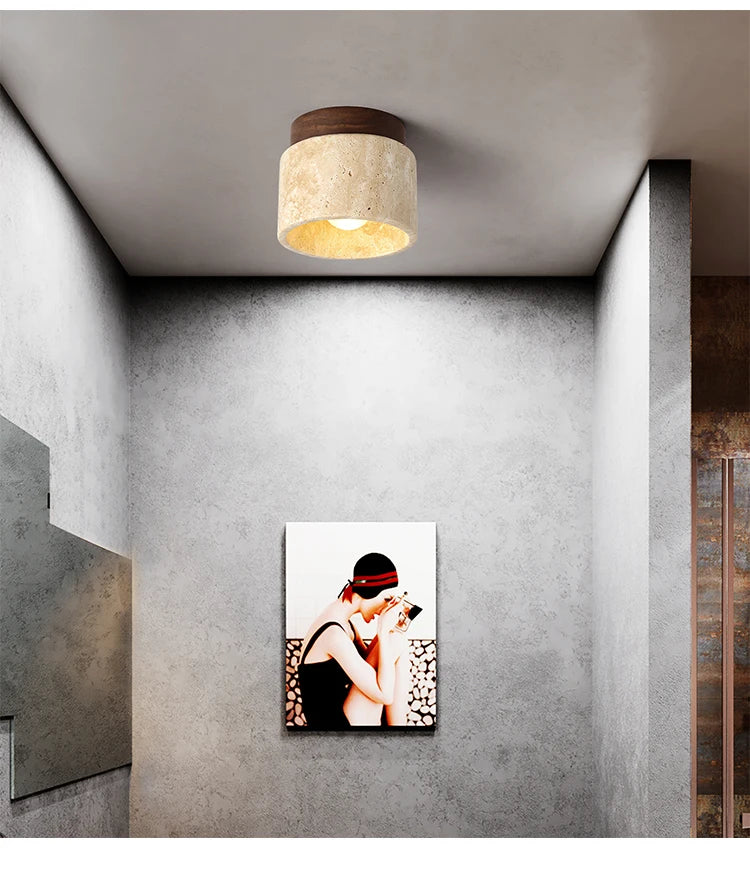 Stone Wood Round Surface Downlight