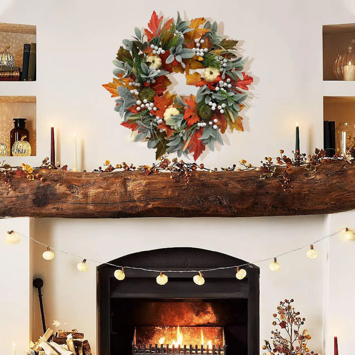 Maple Leaf and Mini Pumpkin Door Wreath