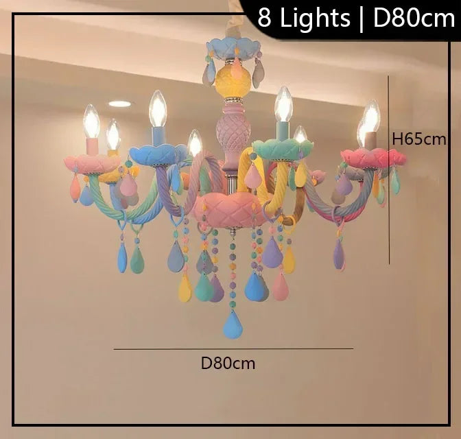European Children Rainbow Chandelier Designer Macarone Lights Led