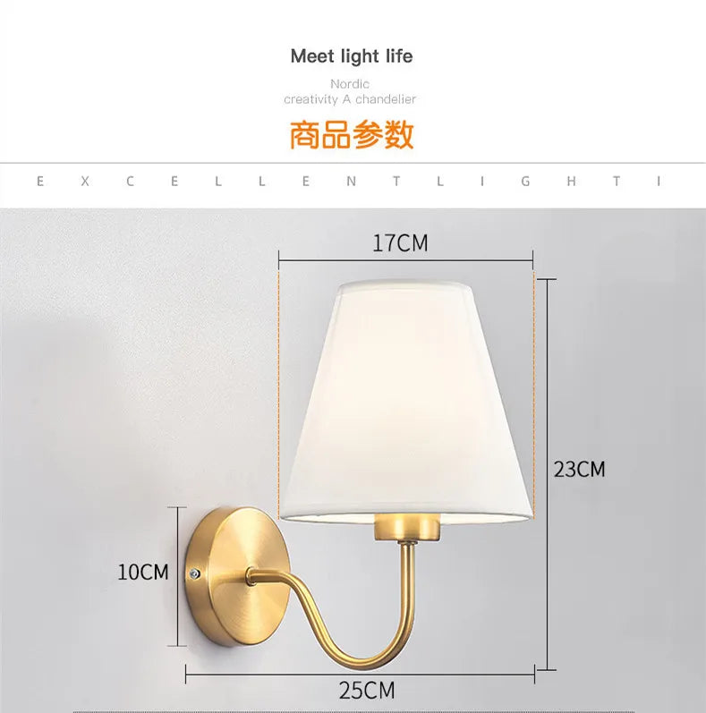 Modern Fabric Wall Lamps Retro Bedside Wall Lamp Living Room Wall