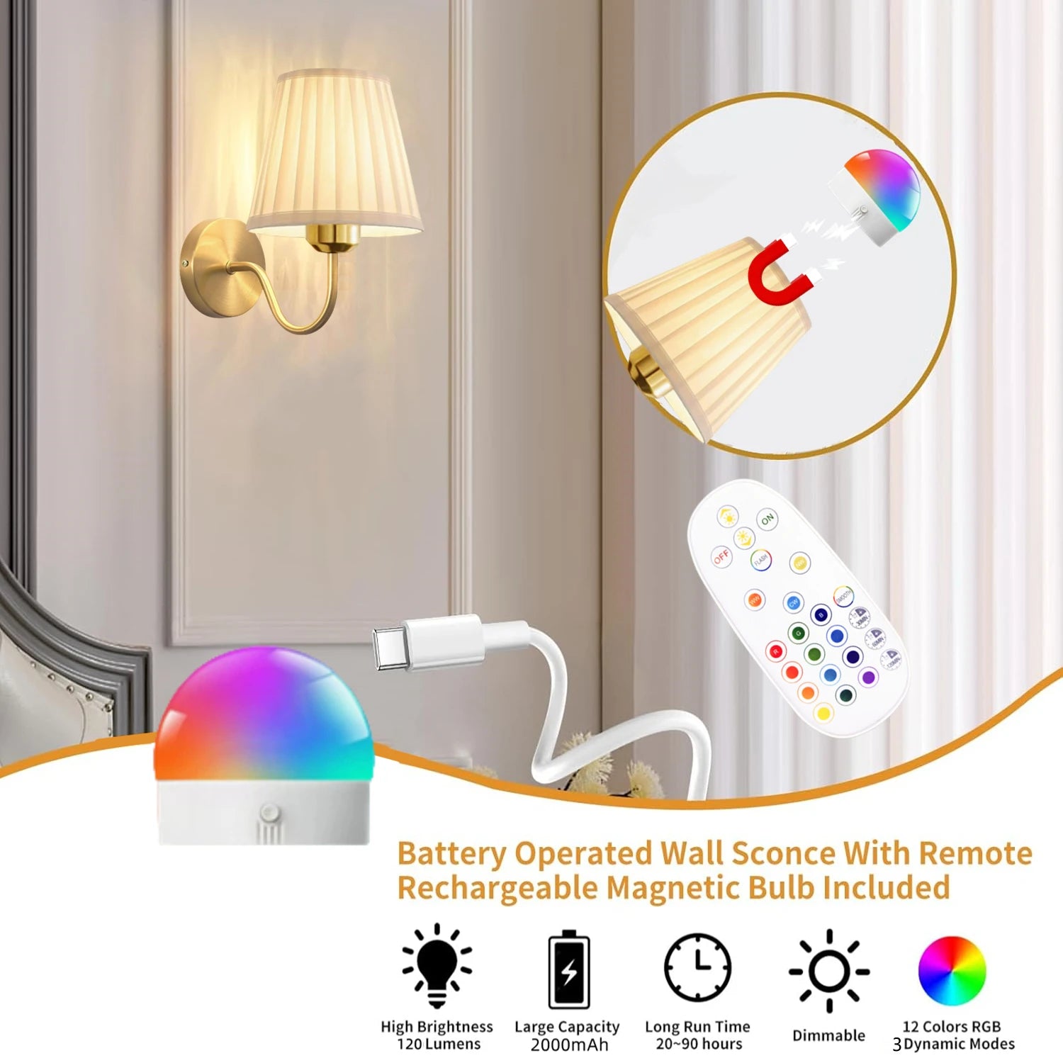 Wireless Colour Changing Wall Light