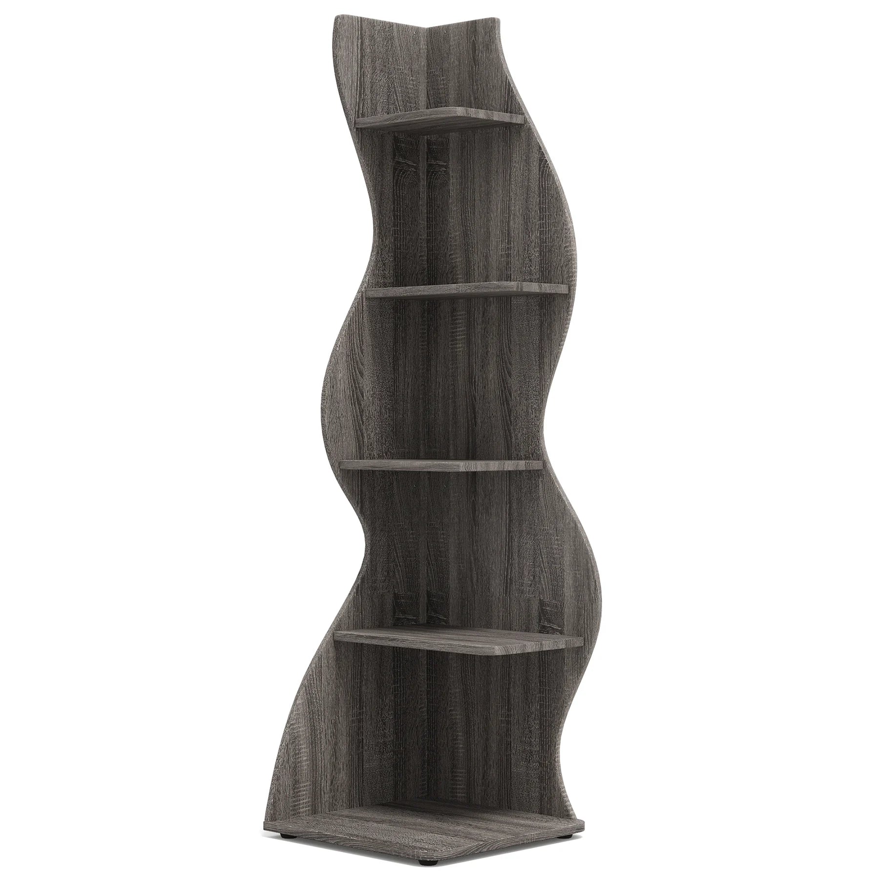 Five Tier Wavy Corner Bookshelf