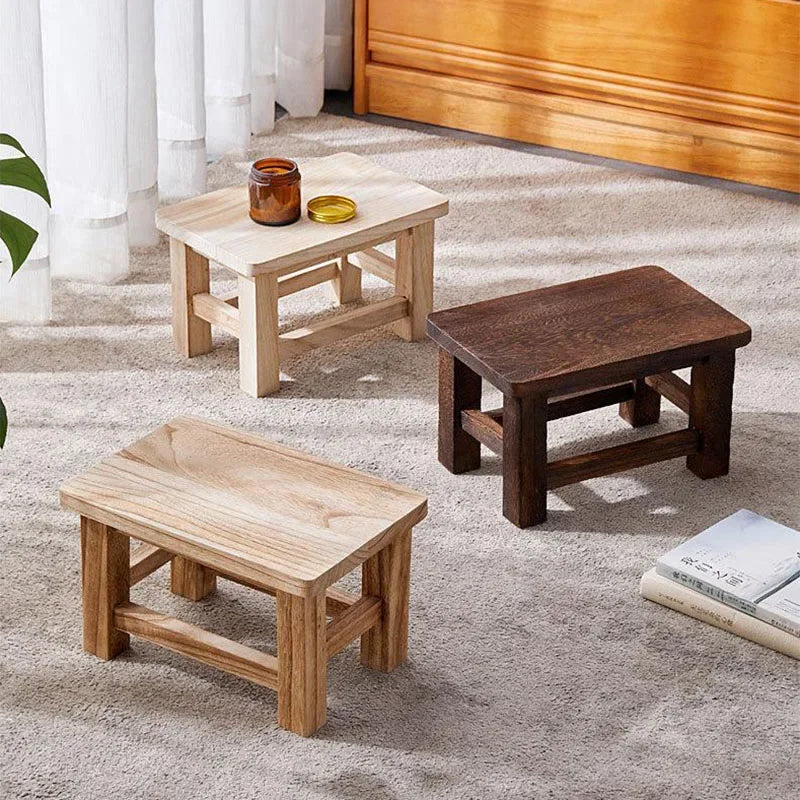 Solid Wood Shoe Changing Stool for Entryway