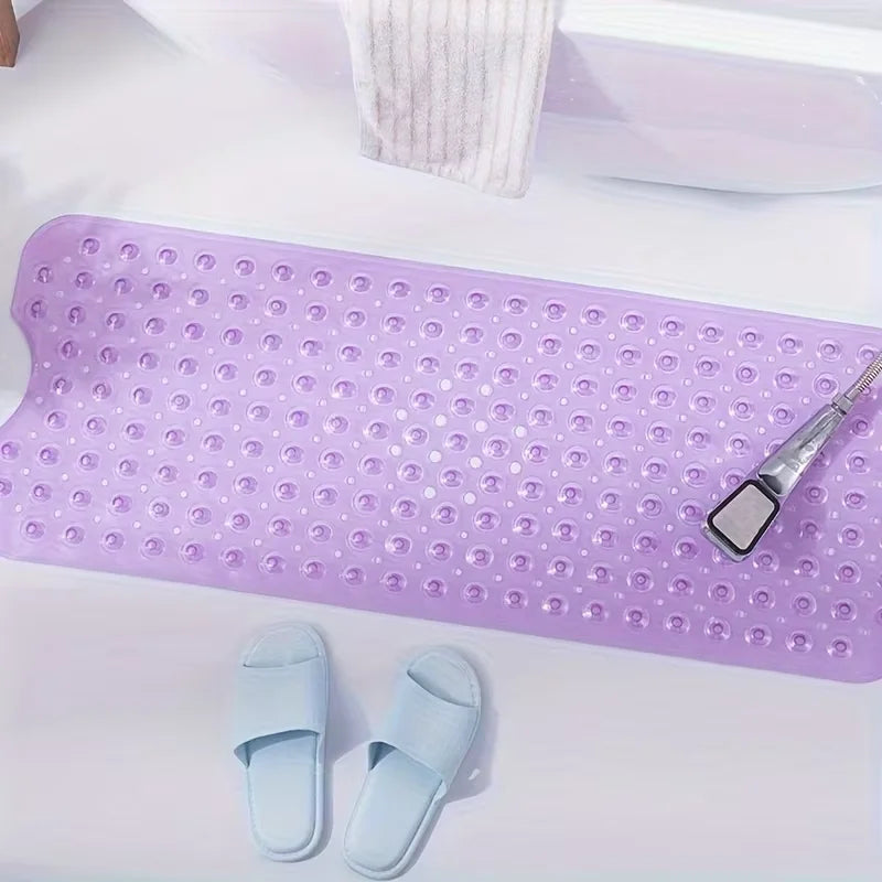 1Pc non-slip shower mat bathtub mat with drain holes and suction cups