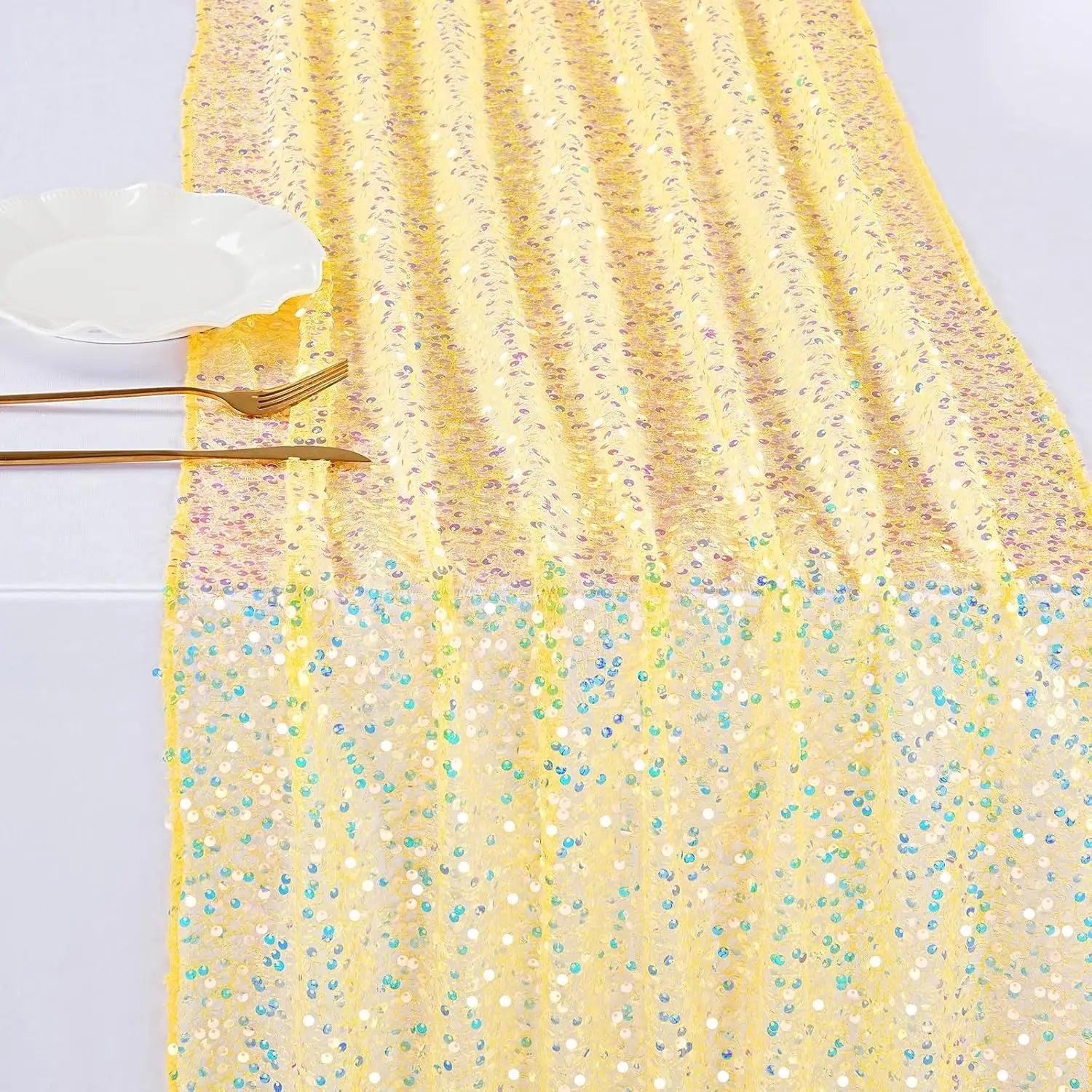 Glitter Iridescent Sequin Table Runner,Soft Wedding Dining Table Decoration