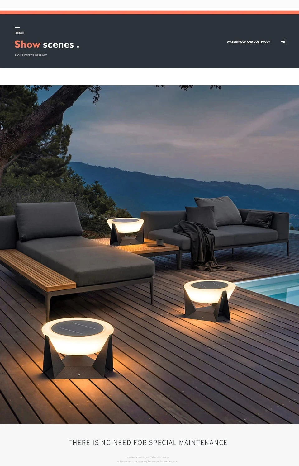 Solar Post Light Outdoor Column Pillar Light 3000K IP65 Garden