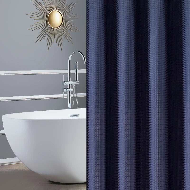 Thickened Waffle Solid Color Shower Curtain, Non-porous Double-sided