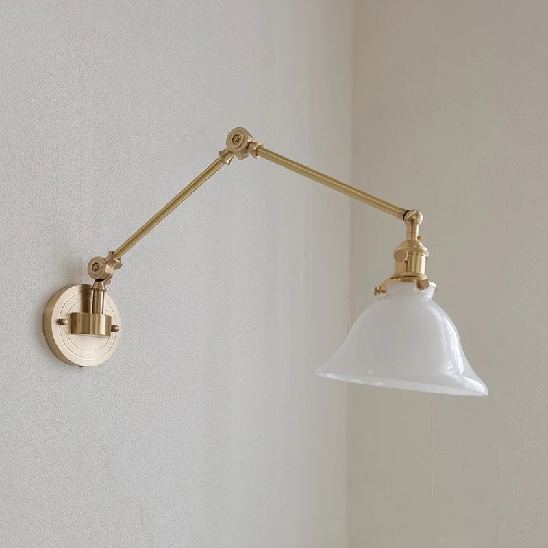 IWHD Left And Right Rotate Copper Wall Lamp Beisde Swing Long Arm Green