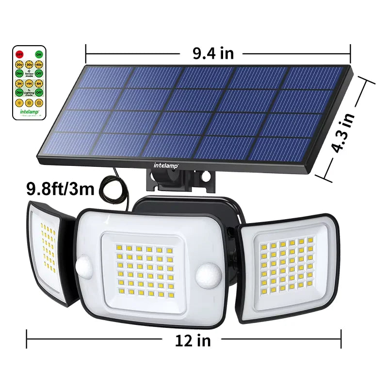 intelamp 6000mah Light All Night Outdoor Solar Lights With 3 Modes Two