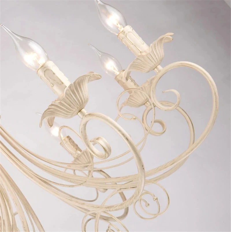 Classic Europe Wrought Iron Chandeliers E14 Candle Light Vintage Black