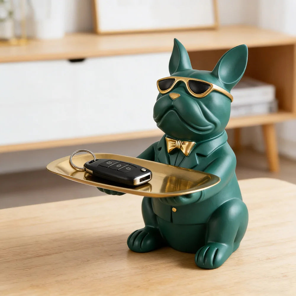 Multi Functional Bulldog Tray Animal Statue Creative Ornament Living