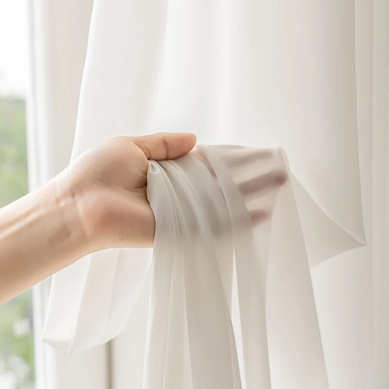 Custom Size Good Quality Cat-Proof White Tulle Sheer Curtains