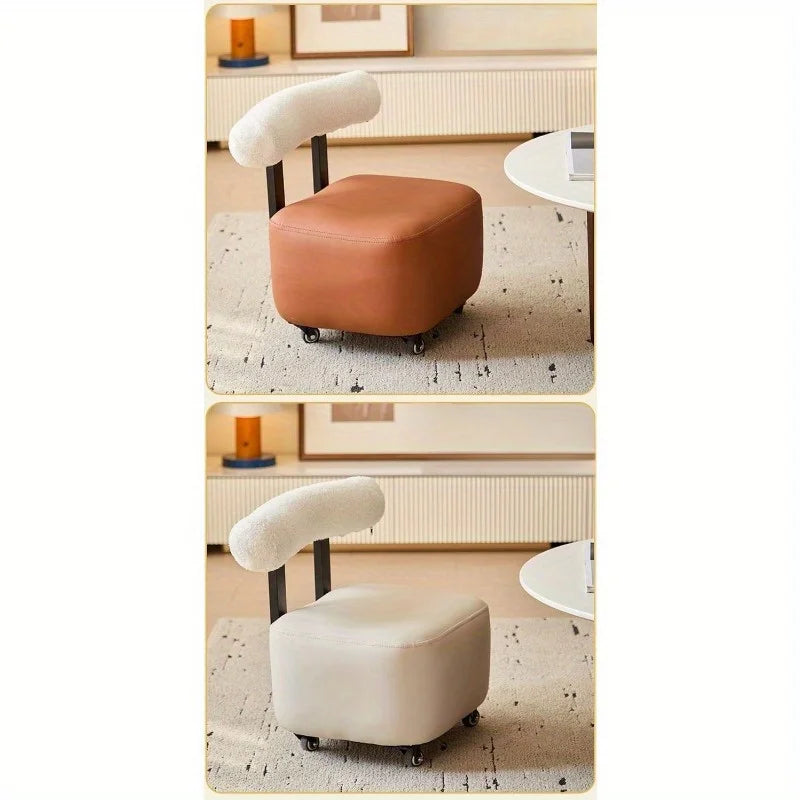 Solid Wood Shoe Changing Stool with Backrest