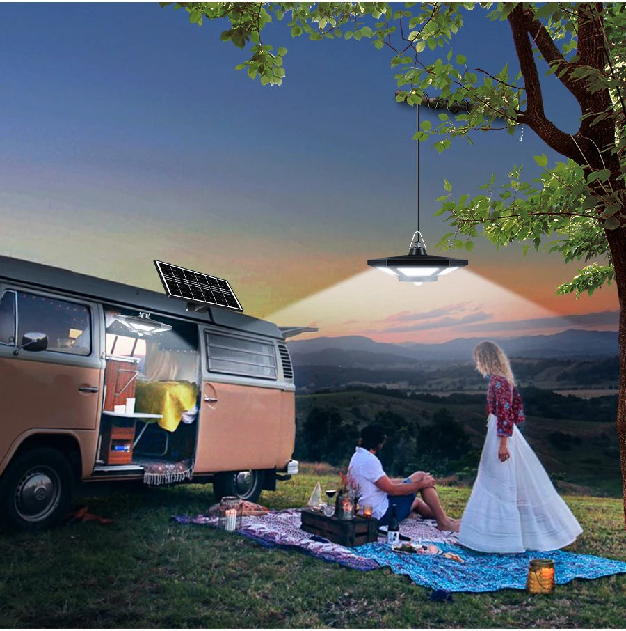 Solar Pendant Lights Outdoor Indoor with Remote 180LED Solar Shed Light
