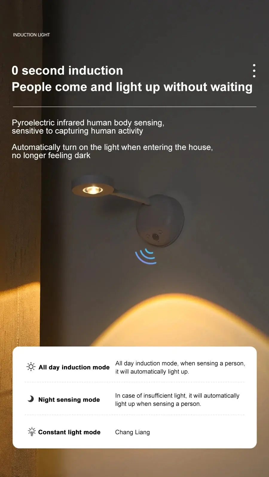 Motion Sensor Rechargeable Wall Light
