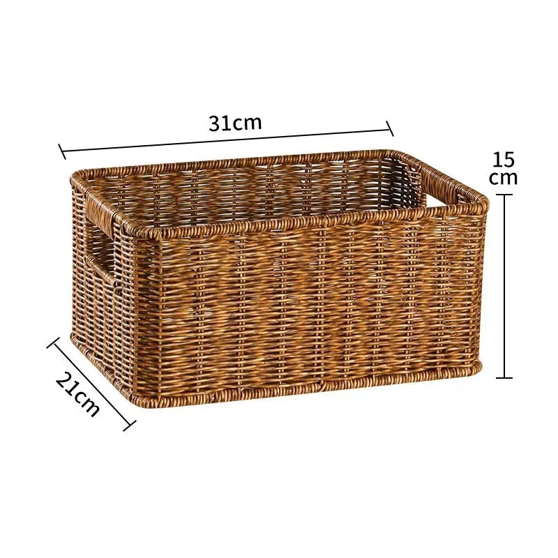 Woven Rattan Storage Basket with Handles