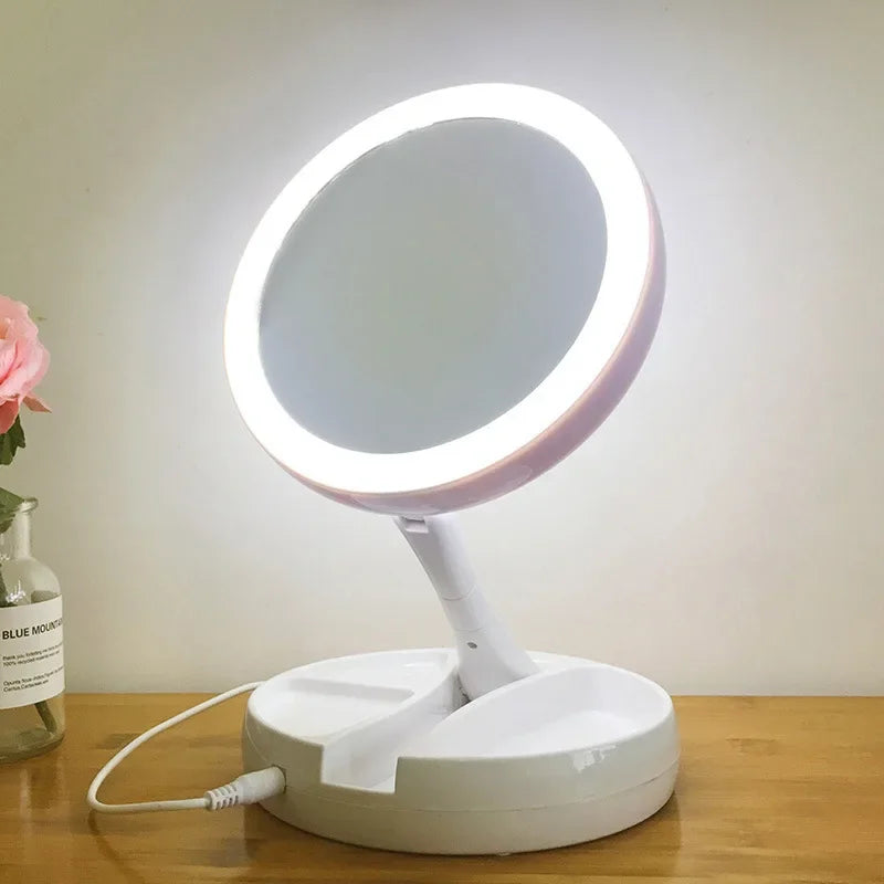 LED Daylight Makeup Mirror, 360 Rotating with Detachable Base