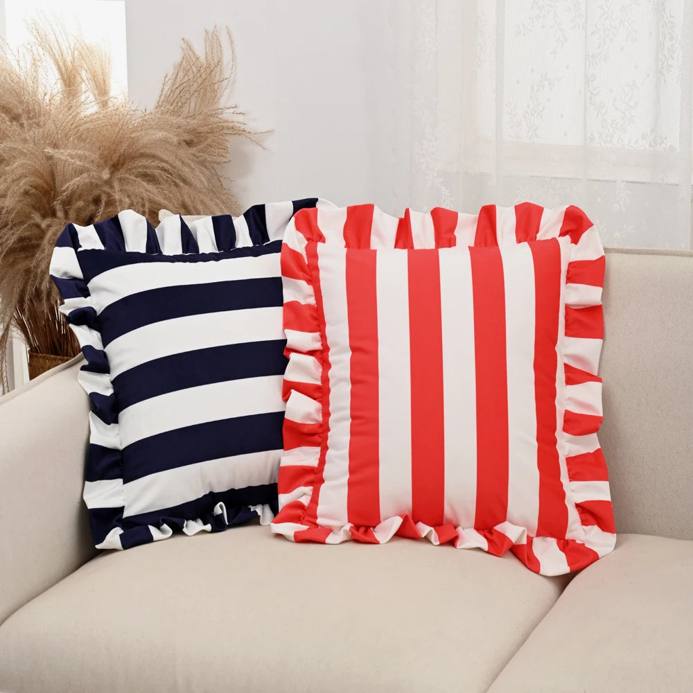 1PC Striped Lace Velvet Pillowcase 18X18Inch Pillowcases Soft Cozy