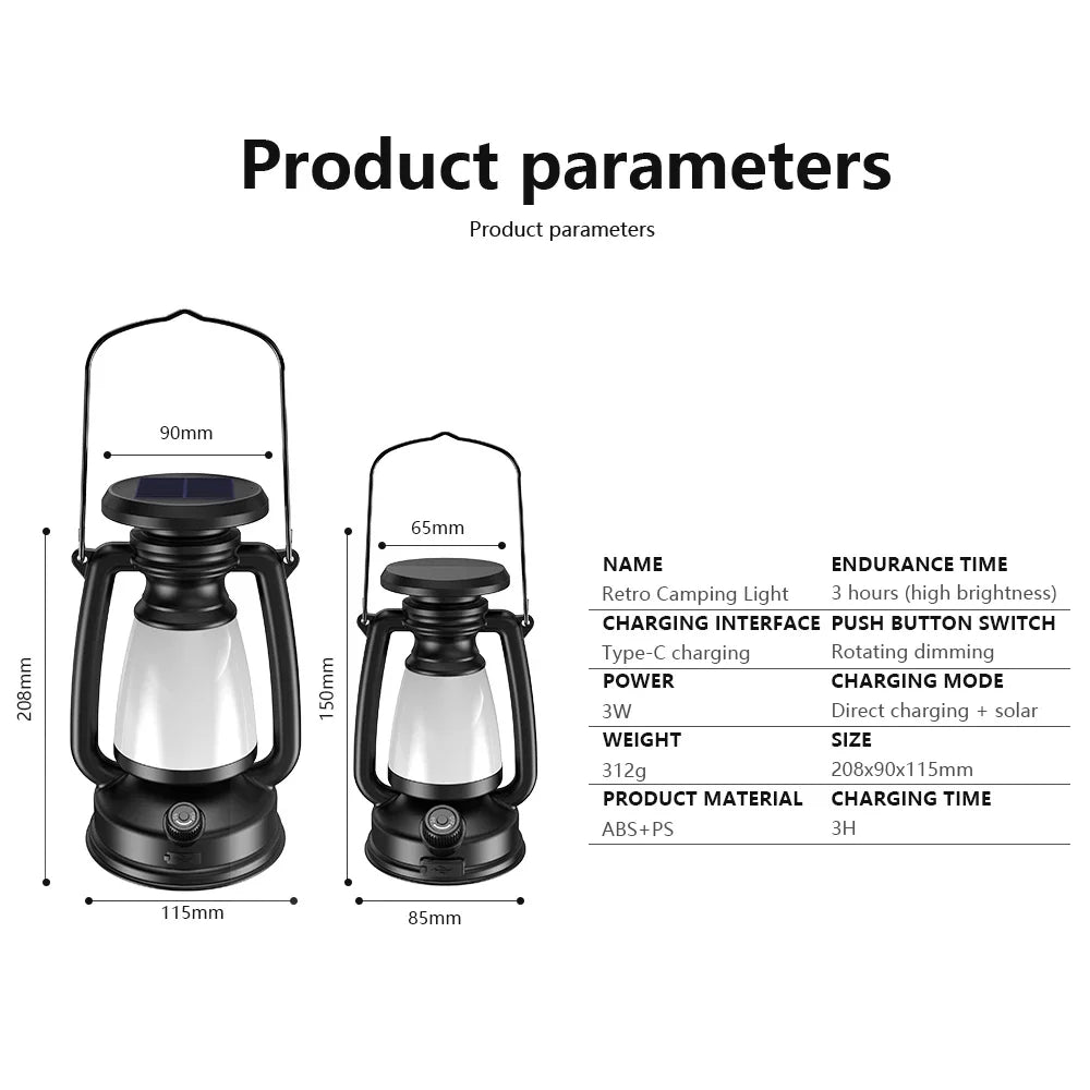 USB Rechargeable Camping Light Portable Camping Lanterns Hanging Tent