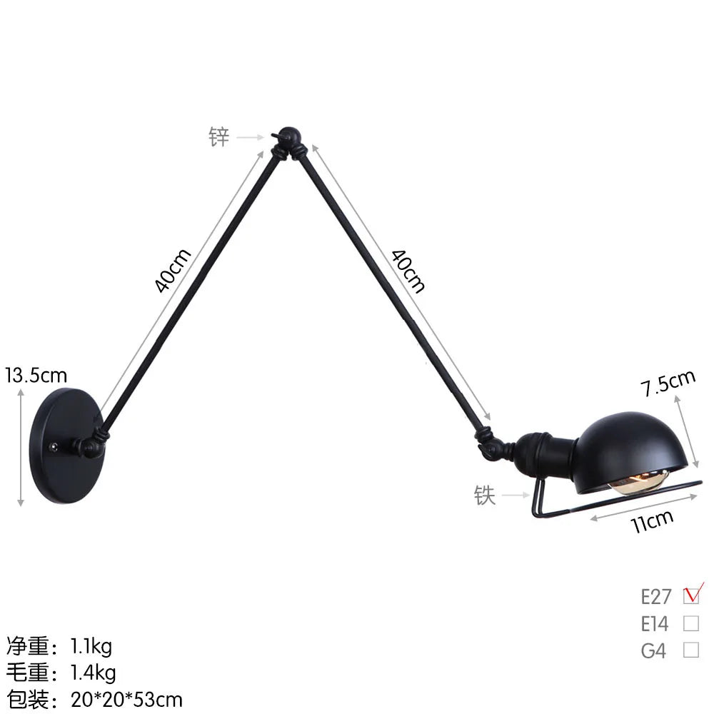 Modern Simple Adjustable Interior Led Wall Lamp White Black for Bedside