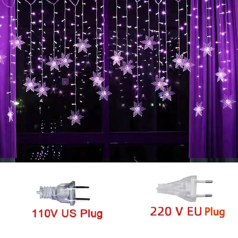 Snowflake LED Curtain Lights 3.2M