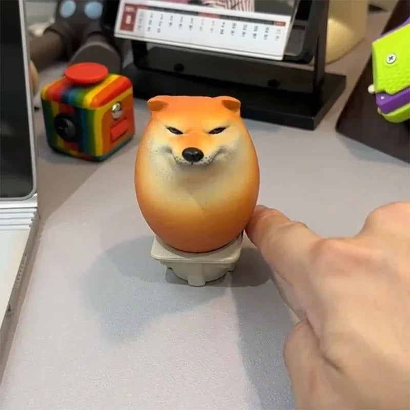 Cute Shiba Inu Egg Figurine Realistic Dog Statue Desktop