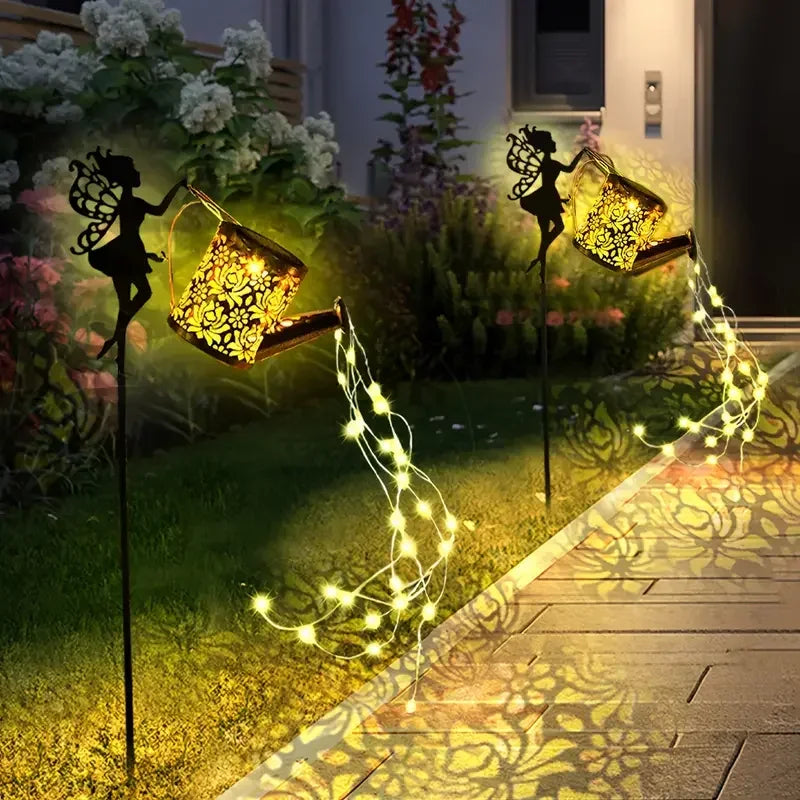 Solar Fairy Watering Can Lights Vintage Metal