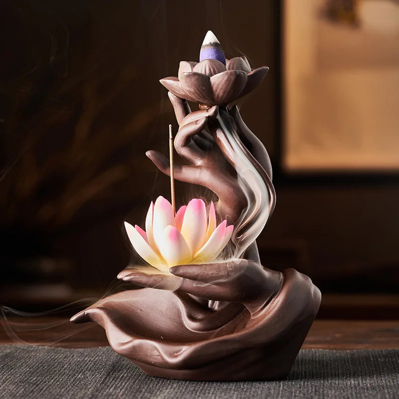 Buddha Hand Lotus Backflow Incense Stand