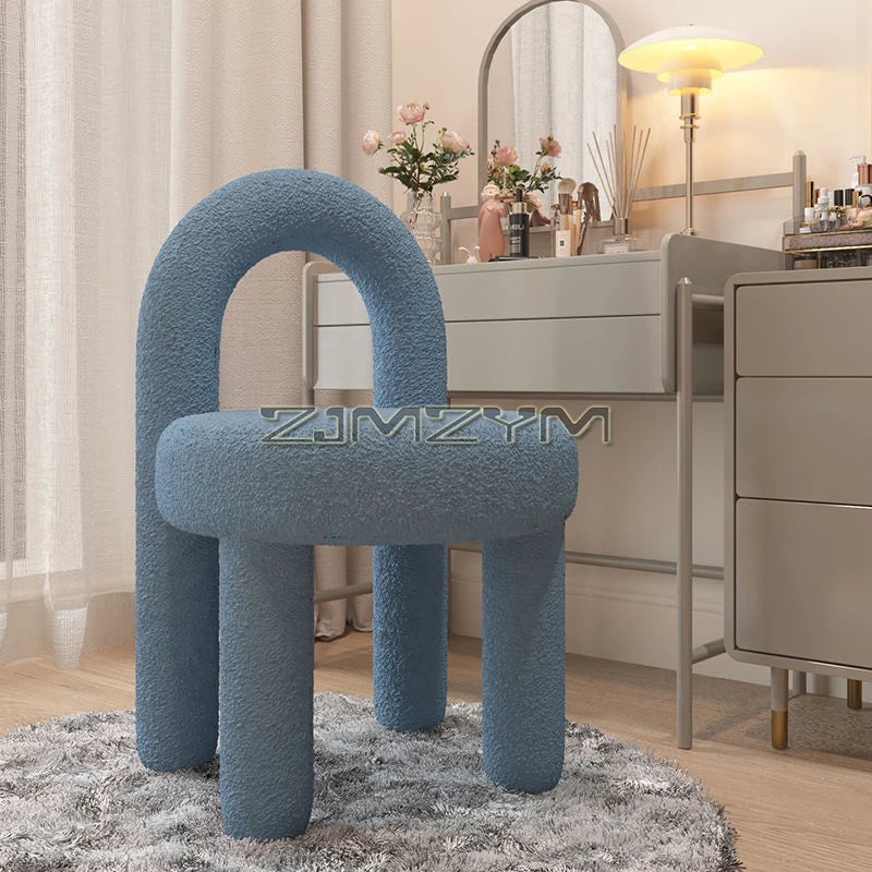 Round Velvet Vanity Stool Footrest