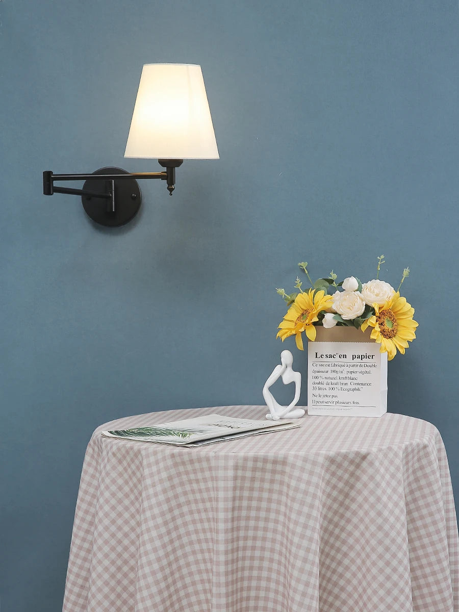 Folding Swing Arm Fabric Wall Lamp