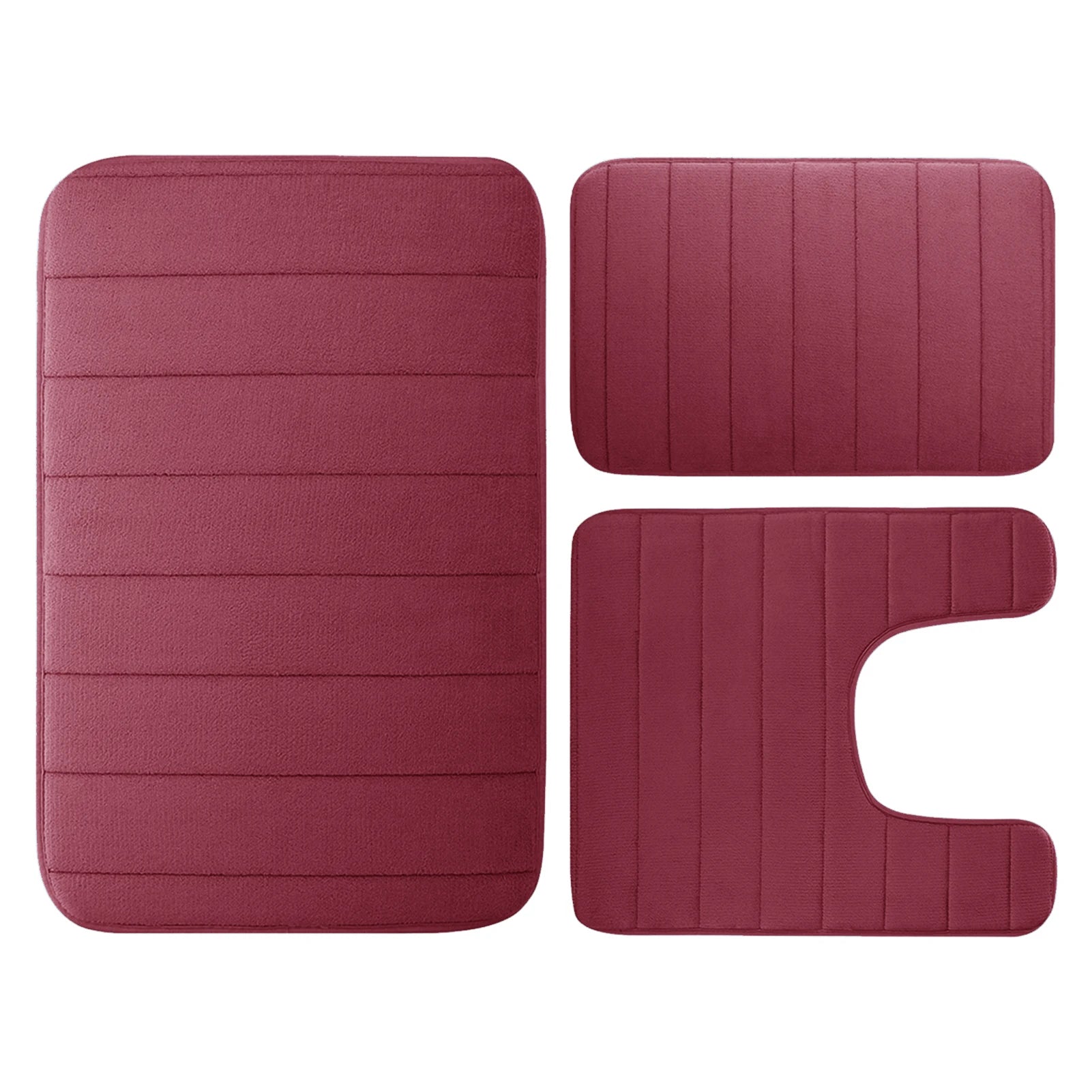 Velvet Memory Foam Bathroom Rug Set Of 3 Water Absorption Non Slip