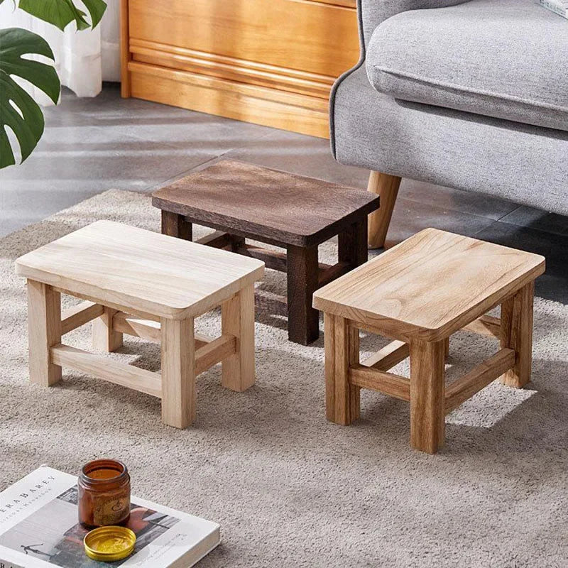 Solid Wood Shoe Changing Stool for Entryway