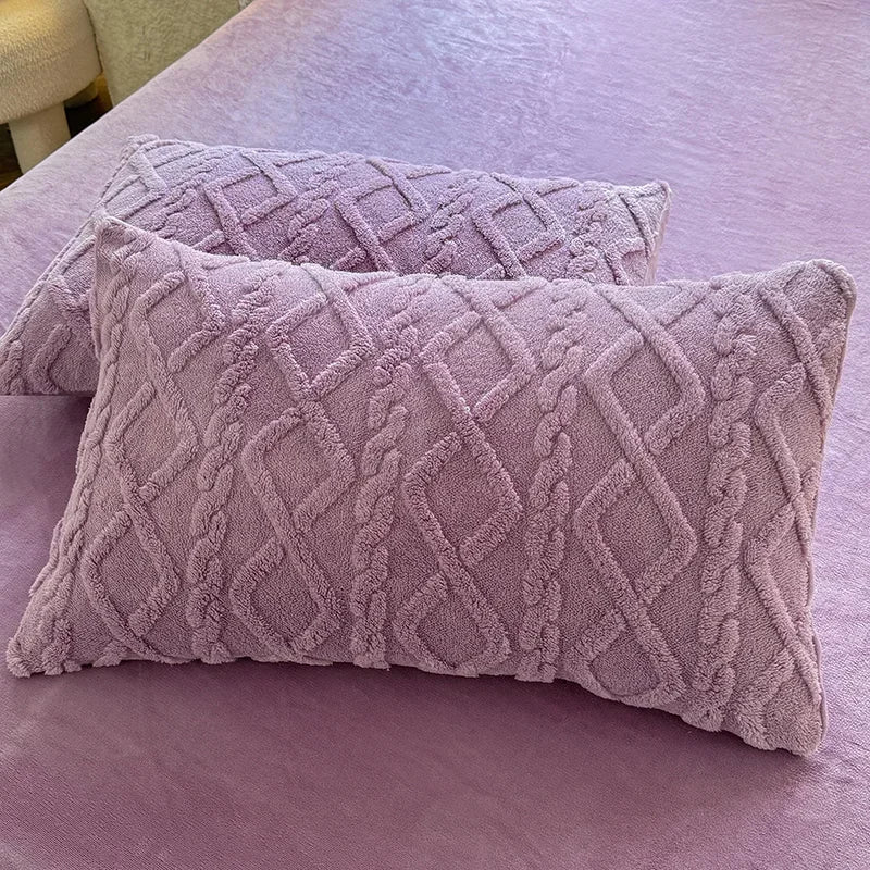 Milk Fleece Winter Thickened Pillowcase Bedding Coral Fleece Simple