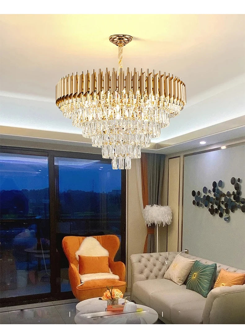 Luxury Crystal Ceiling Chandelier Lighting Modern Living Room Lights