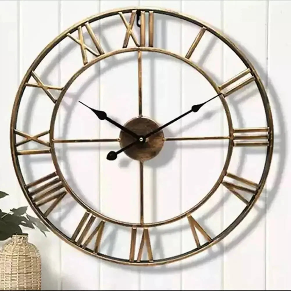3D Roman Numeral Metal Wall Clock