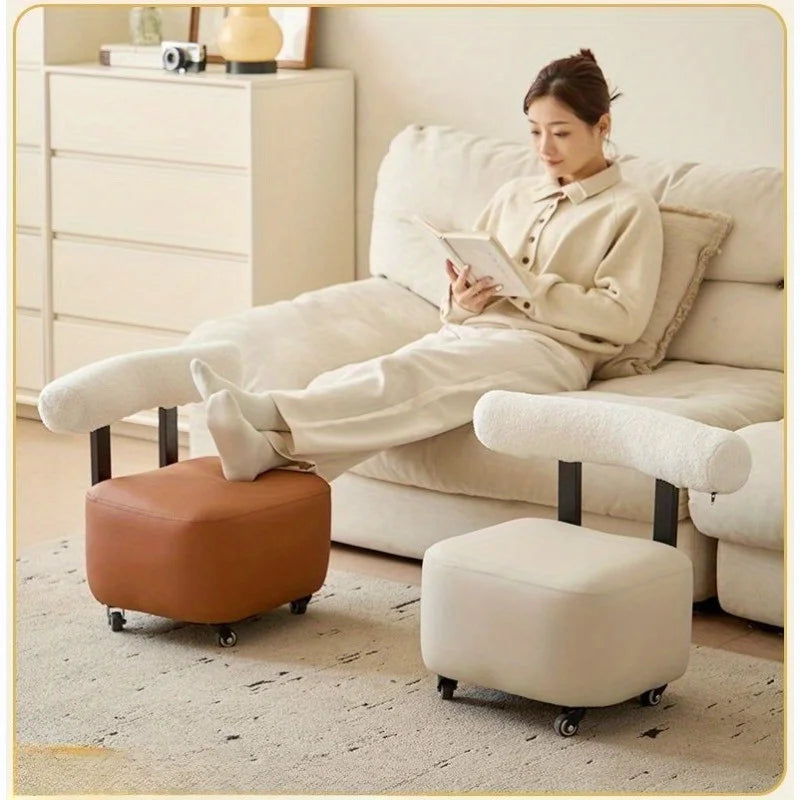 Solid Wood Shoe Changing Stool with Backrest