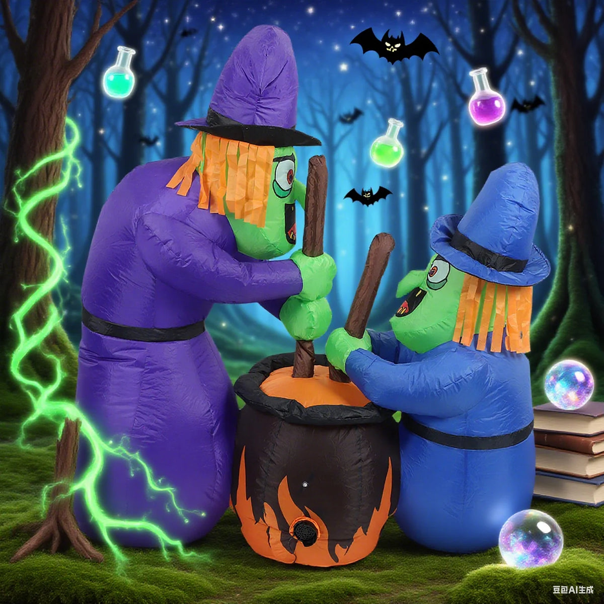 5 ft Inflatable Witches and Cauldron with LED