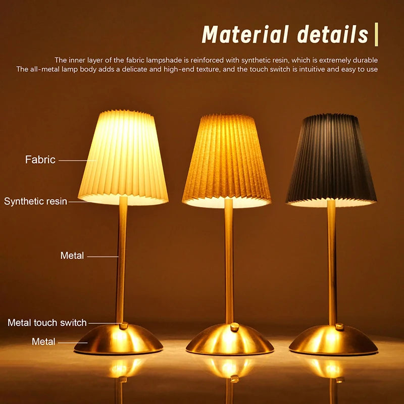Cordless Pleated Nightstand Lamp