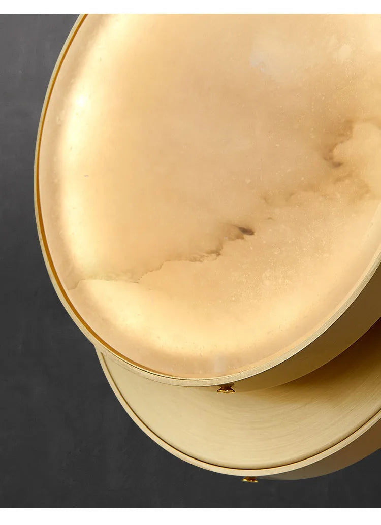 Round Marble and Copper Wall Lamp
