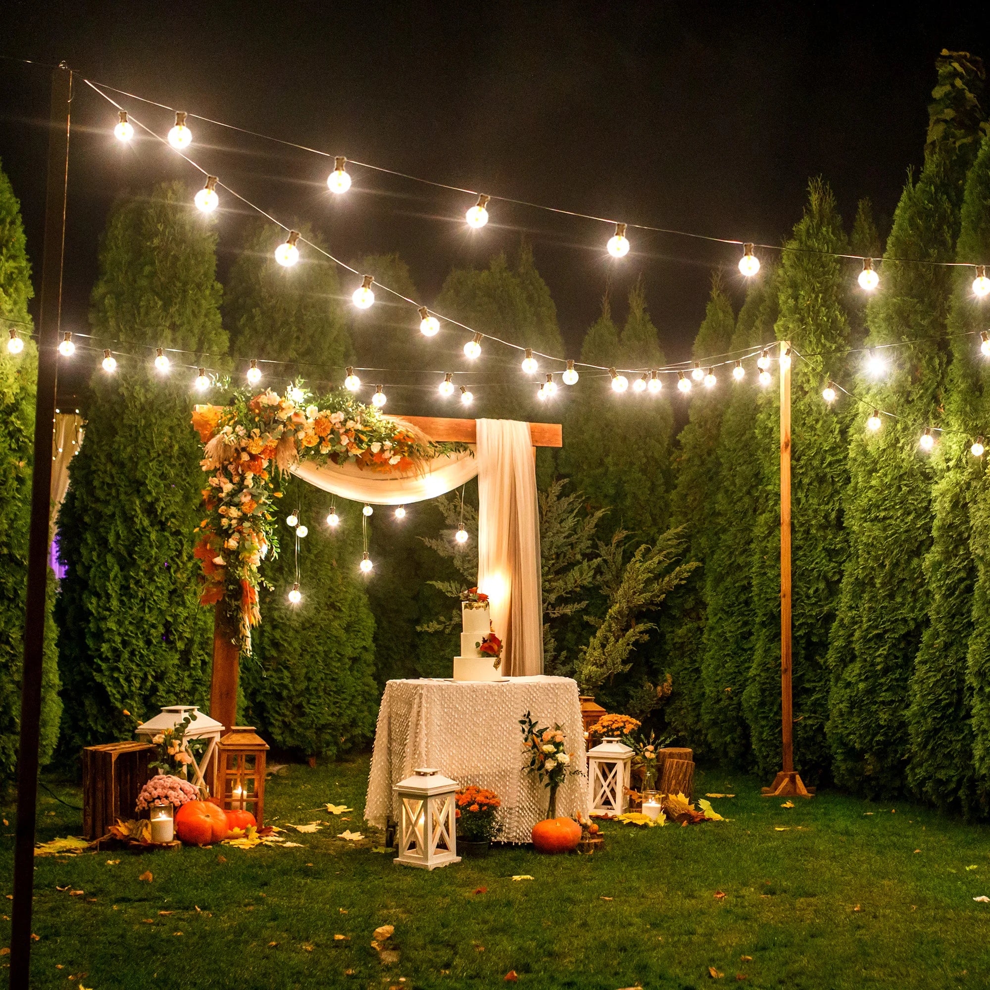 G40 LED Globe String Lights Outdoor EU Plug, IP65 Plastic Bulbs, Balcony Garland Fairy Lamps for Wedding Christmas Party Decor