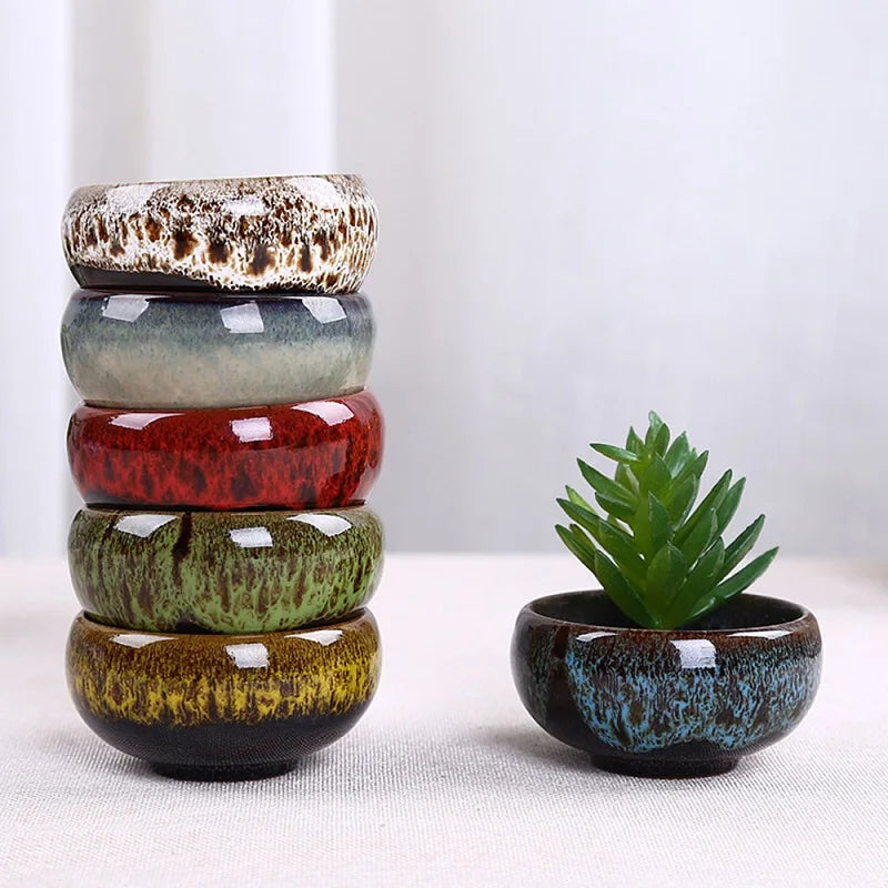 Mini Ceramic Bonsai Pots Set of 6