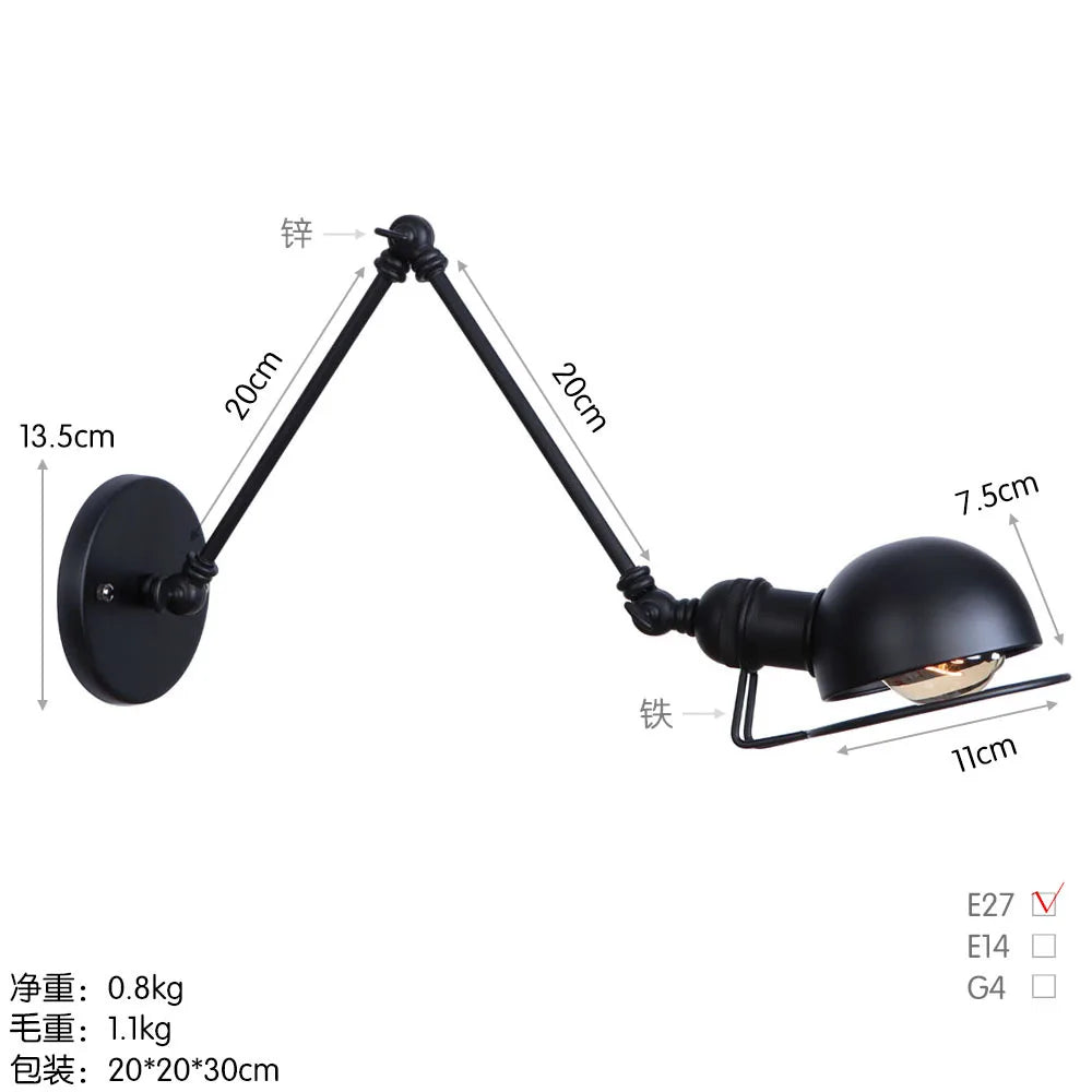 Modern Simple Adjustable Interior Led Wall Lamp White Black for Bedside