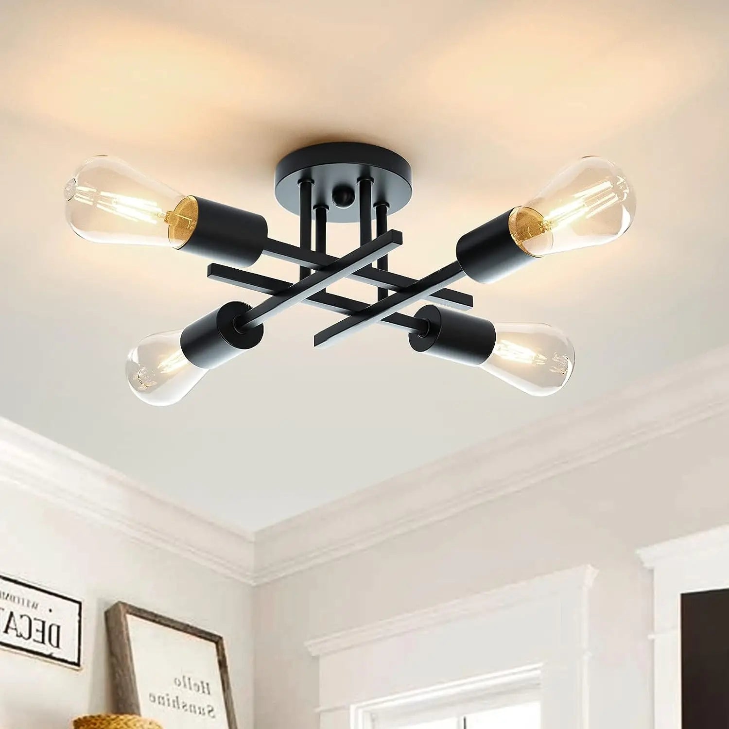 Mid Century Sputnik Flush Chandelier