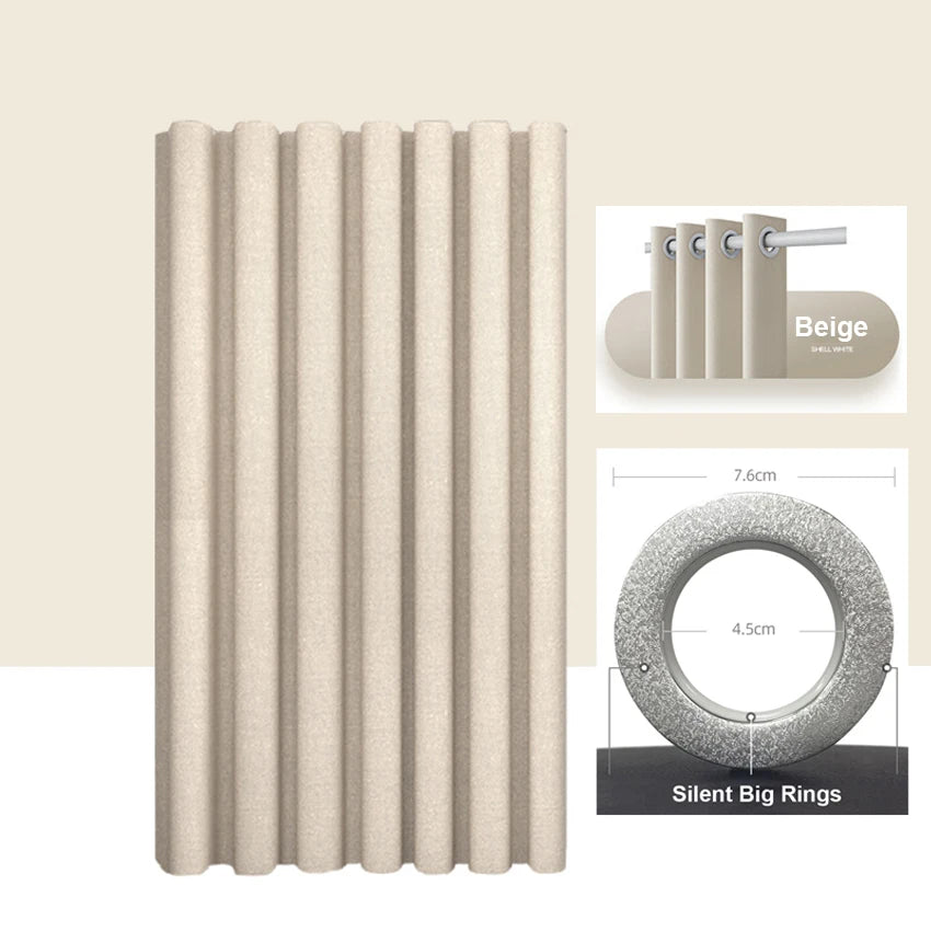 Imitation Linen Shower Curtain with Big Rings Bathroom Waterproof Thick