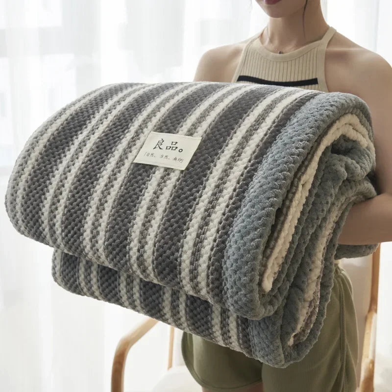Knit Blanket Throw Soft Chenille Yarn Knitted Blanket Machine